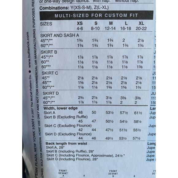 Butterick Pattern 4993 skirt swing sz M - Picture 4 of 7